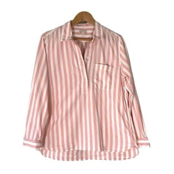 GAP DESIGNED & CRAFTED Pink Striped Popover Blouse Shirt Top Womens Sz Small N25 - Picture 1 of 8